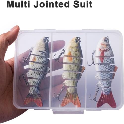 Hanlin Multi Jointed Suit 3pcs Sinking Wobblers for Fishing Lure Set of Wobblers Artificial Bait 10cm/16.5g Fake Fish Hard Lures