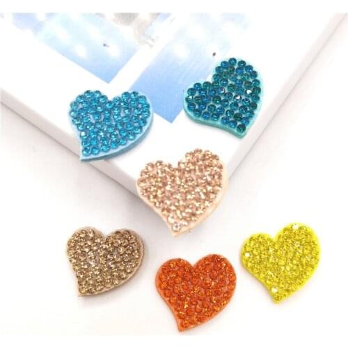 30pcs/lot Heart Shape with Shiny diamond Padded appliques for headwear decoration handmade hair accessories