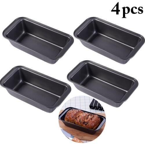 4Pcs/Set Solid Color Cake Baking Tray Torte Bread Baking Cheese Mold Rectangular Non-Stick Wall Carbon Steel Furnishings Kitchen