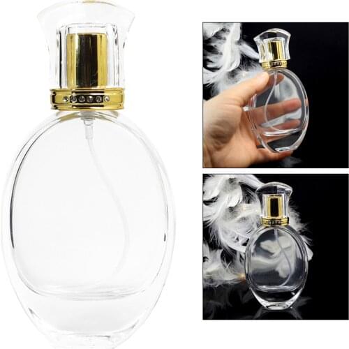 50ml Oval Refillable Empty Clear Glass Fine Mist Perfume Bottle Container Atomizer Car Decor