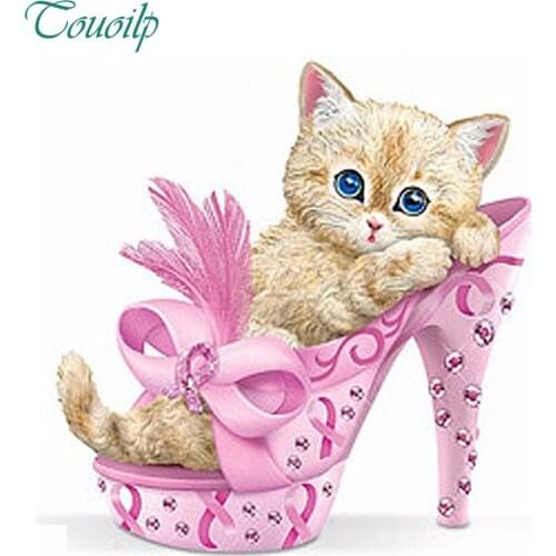 5d Mignon kitty Diy Diamant Peinture Haute talons chats Point De Croix Paysage Plein de Diamants Broderie Strass Peinture