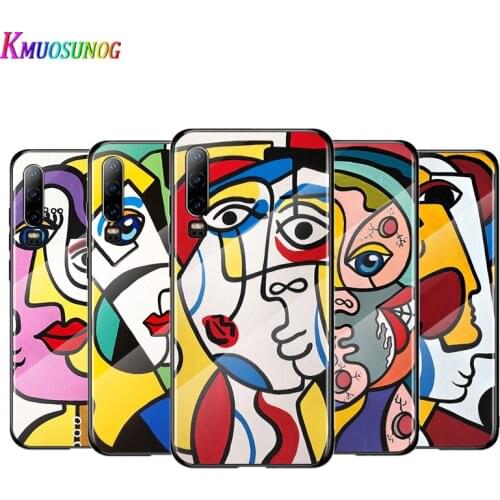 Picasso Abstract Art For Huawei P40 P30 P20 P10 Pro Plus Lite 5G 2019 Tempered Glass Cover Shell Luxury Phone Case