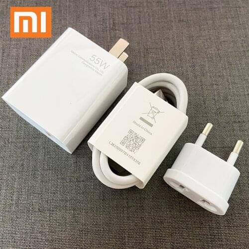 Xiaomi 55W GaN Fast Charger Mi 11 Pro 10T Lite 10S 5G Turbo Charge EU/US Adapter 100cm USB Type C Cable For Redmi K40 Pro
