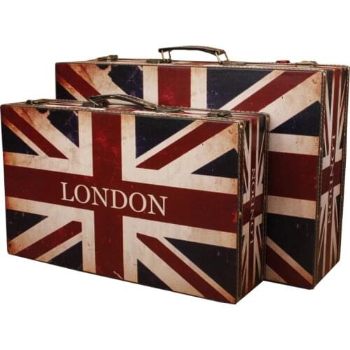 Retro London Wooden Suit Box Clothes Storage Box Luggage Case Home Decorations Vintage Bar Photography Props Window Display