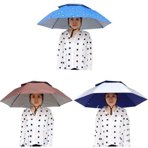 Double Layer Fishing Umbrella Hat Hiking Camping Beach Sunshade Sunny Rainy Cap for Men Women Umbrellas Headwear