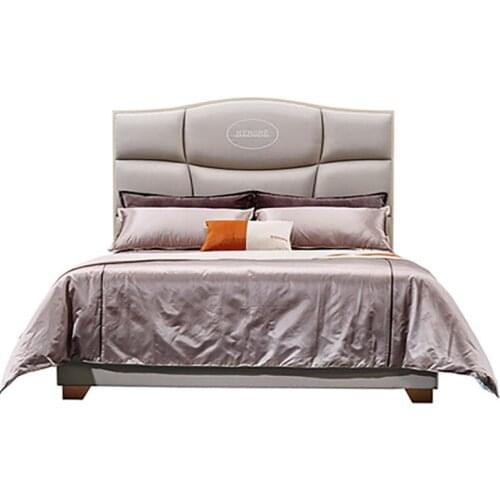 Italian light luxury modern minimalist Italian leather double bed, 1.8m high by the master bedroom, soft bed, wedding bed