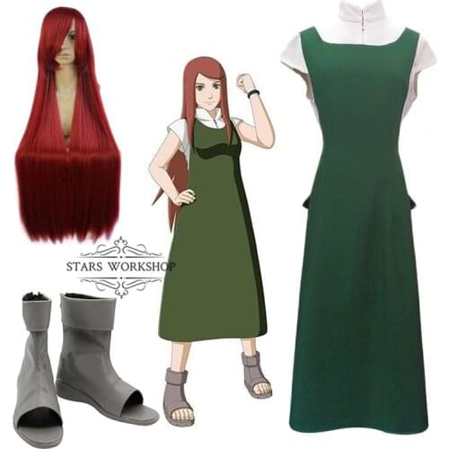 Anime Shippuden Uzumaki Mother Uzumaki Kushina Cosplay Costume For Halloween Carnival Party Dress Apron Bow Suit