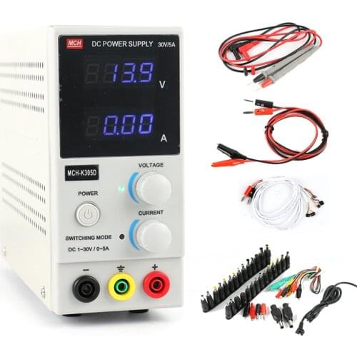 MCH-K305DN Laboratory DC Power Supply Digital Adjustable Regulated 30V 5A Switching Power Supply 0.01V 0.001A+DC Jack Set
