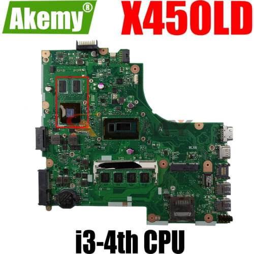 AKEMY X450LD Laptop Motherboard For ASUS X450LD X450LC X450LB X450L Original Mainboard 4GB-RAM I3-4010U GT820M LVDS