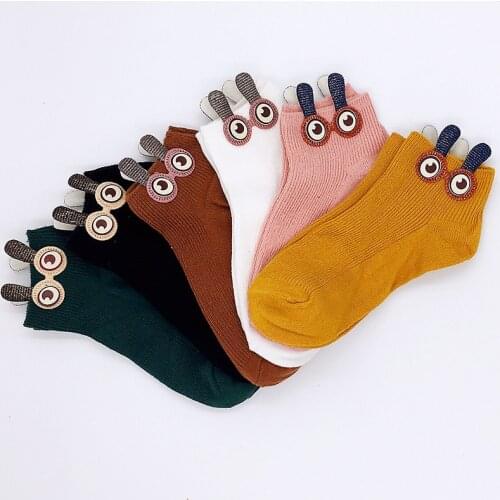 Cute cartoon cotton socks female short socks Korean cotton socks summer three-dimensional big eyes student socks