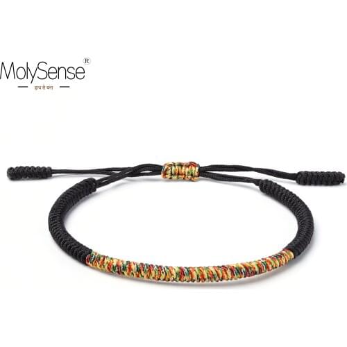 MolySense Tibetan Handmade Buddhist Lucky Bracelets & Bangles For Women Men Rope Knots Amulet Gift Tibet Braided Bracelet
