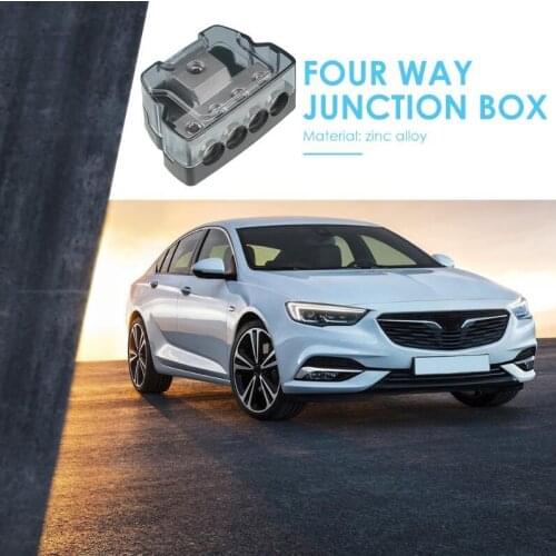 Ground Distribution Block, 1 X 0GA In/ 4 X 4GA Out Copper Alloy Material High-Strength Heat Resistant Housing