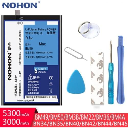 NOHON For Xiaomi Mi MAX MIX 2 5 5S Mi5 Mi5S MIX2 MAX2 Replacement Battery BM49 BM50 BM3B BM22 BM36 Lithium Polymer Bateria Hot