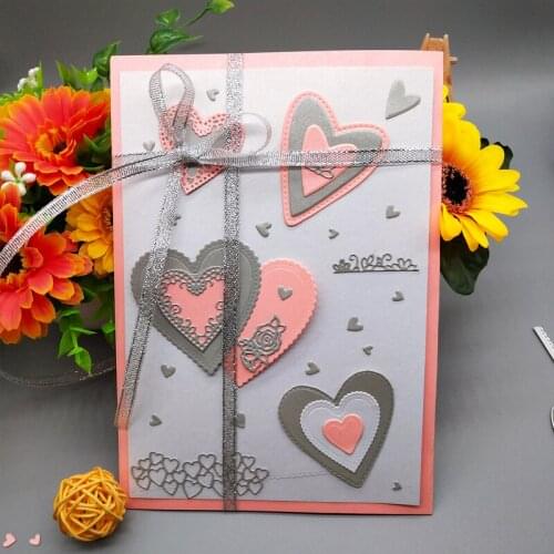 New diy hearts Metal Cutting Dies Scrapbooking paper Decoration Embossing Paper Card Craft 142*114mm