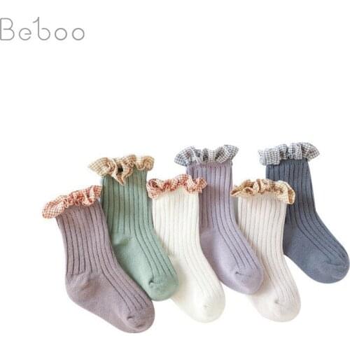 Spring And Autumn New Baby Socks Lace Girls Newborn Loose Pure Cotton Middle Tube Socking Korean Style Cute Childrens Socks