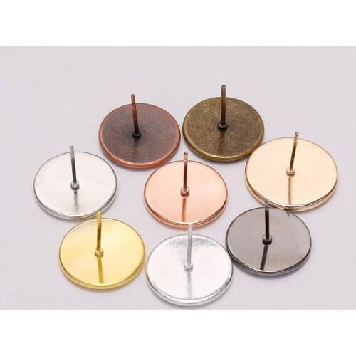 20-50pcs Cabochon Cameo Base Blank Earring Base Fit 8-20mm Glass Cabochons Flat Earring Setting Supplies For Jewelry Making