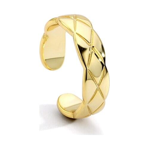 2021 New Vintage Zircon Plaid Couple Ring Female Ins Plain Circle Geometric Pair Ring Personality Opening Ring Gift