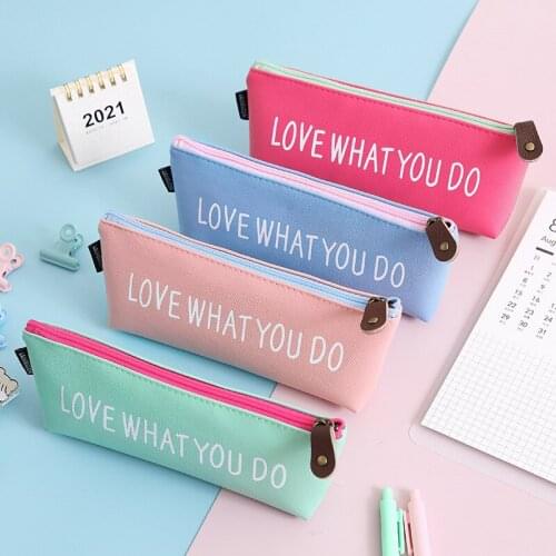 Large Capacity PU Leather Pencil Case Stationery Bag School Pencil Cases For Girls Boys Student Cosmetic Bag School Supplies