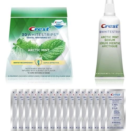 Professional 3D White Teeth Whitening Strips 3D Teeth Whitestrips Arctic Mint Whitening Kit with Gel 4 box 64 Pouches