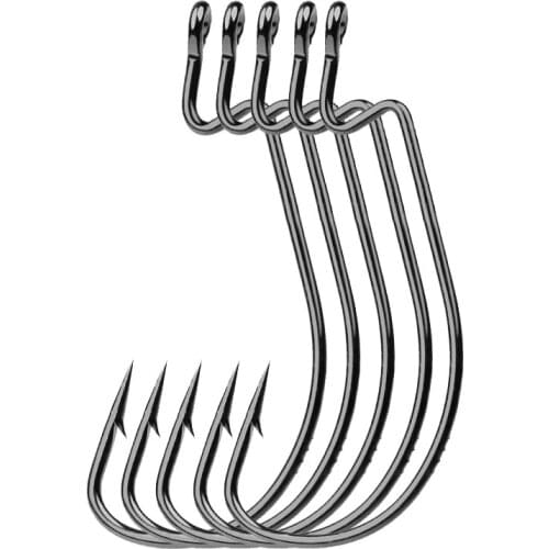 100pcs Fishing Hook Carbon Steel Wide Crank Offset Fishhook For Soft Lure Bass Barbed Carp Fishing Tackle Worm Hook Peche Pesca