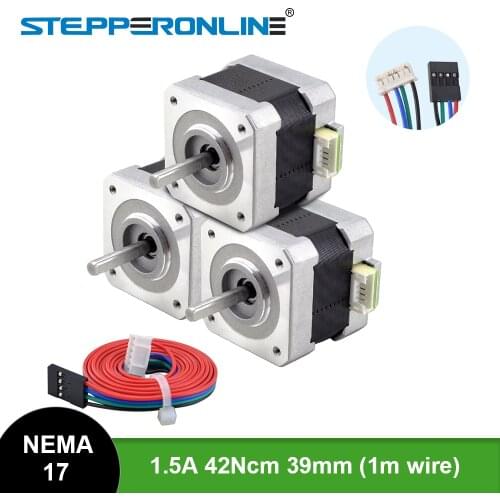 STEPPERONLINE 3PCS Nema 17 Stepper Motor 45Ncm 39mm 1.5A Nema17 Stepper 42 Motor 4-lead for CNC DIY 3D Printer