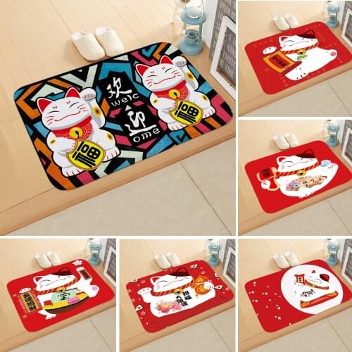 Cute Lucky Cat Doormat Anti-slip Absorb Water Bath Mat Bathroom Home Kitchen Bedroon Floor Mat Entrance 40*60cm DD-0082