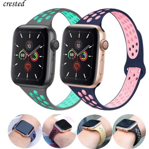 Slim strap For Apple Watch 5 band 40mm 44mm iWatch Band 38mm 42mm Breathable silicone bracelet Apple watch 3 4 2 38 42 40 44 mm