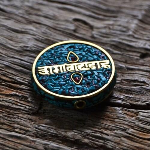 TZ106 Nepal Handmade Tibetan Colorful Clay Round Brass Buddhism DIY Beads To Make Jewelry Bracelets Six-Word Mantra ॐमणिपद्मेह