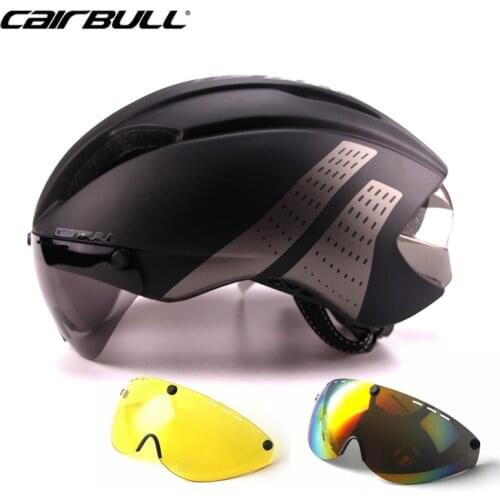 Cairbull 280g Aero Bicycle Helmet with Removable Magnetic Goggles In-Mold Racing Cycling Time-Trial MTB Bike Sports Safety Caps