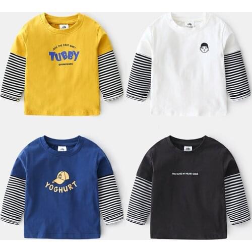 2020 Spring Boys Shirts Casual Printing Tops for Boys Striped Long Sleeves Splice Toddler Boy Clothing 2 3 4 5 6 7 8 Years New