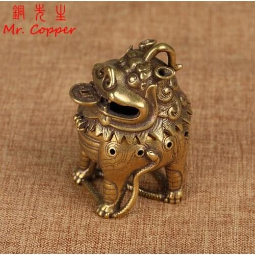 Vintage Brass Beast Figurines Ornament Incense Burner Home Decoration Car Sandalwood Incenser Lucky Feng Shui Desk Decor Crafts