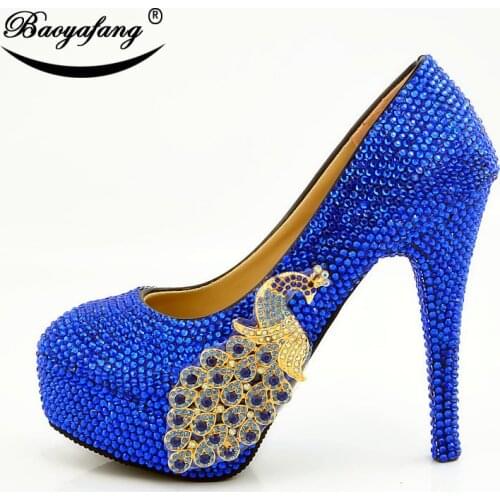 2019 Womens wedding shoes Blue Diamond Phoenix Crystal Shoe Bride bridesmaids wedding shoes party dyess shoes woman