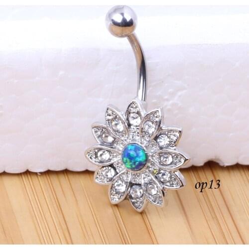Woman Belly Button Rings Stainless Steel Dangle Flowers Navel Piercings Fashion Gold Silver Colors Women Body Piercing Jewelry