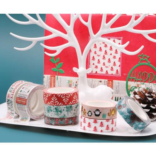 1PC Decorative Snowman Pine Needles Candy Newspaper Christmas Washi Tape Set Scrapbooking Stickers Masking Tape Kawaii Papeleria
