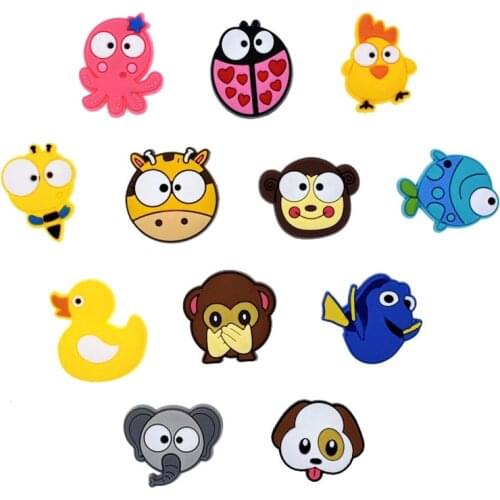 Animal 1pcs Shoe Decoration Buckle Charms dog duck elephant monkey chicken fish for croc Bracelets birthday kids friends Gifts