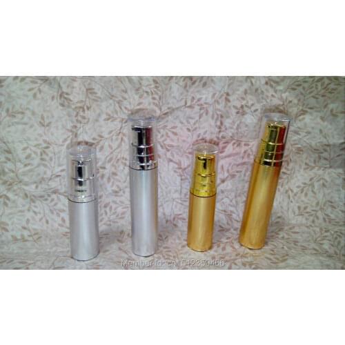10ML Airless Bottle with Lotion Pump, Cosmetic Essence Packaging Bottle Gold color and Silver Color, 50 Pieces/Lot