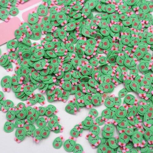 100g/Lot Cute Avocado Slices Polymer Soft Clay Fruits Sprinkles for DIY Crafts Filling Decoration Accessories