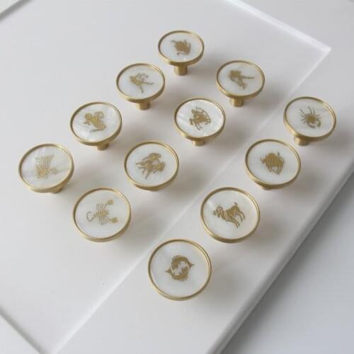 12 Constellations Brass+Crystal Knobs and Handles Nordic Creativity Wall Hooks Light Luxury Cabinet Door Handle Furniture Decor