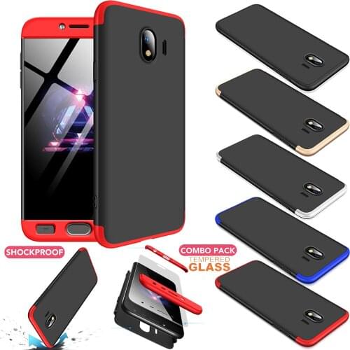 3 In 1 Full Protective Shockproof Armor Case + Tempered Glass Screen Protector Back Cover For Samsung Galaxy J4 2018 J400F J400