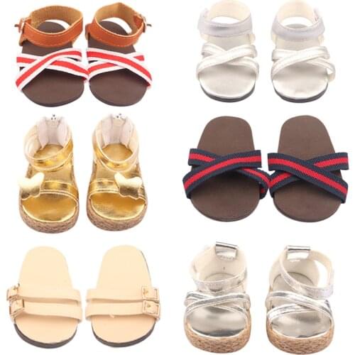 43cm New Reborn Baby Dolls Sandals And Flip Flop Elegant 18 inch American Dolls Shoes For Russia Girls Doll Accessories