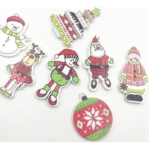 50 pcs Merry Christmas Wood Button Sewing Craft Mix Lots Mix WB290