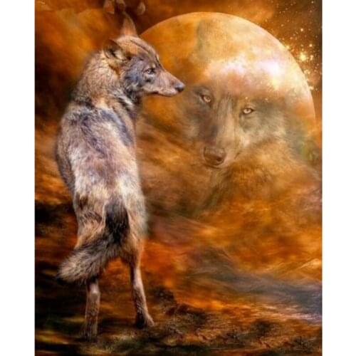 5D DIY Diamond Painting "Animal wolf" Cross Stitch Full Round Drill Embroidery Diamond Mosaic Picture of Rhinestones Decor