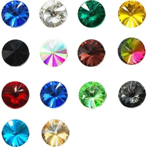 7 Sizes Clear Shine Glass Crystal Flat Round Shape Glue on Rhinestone Beads, Wedding Dinner Party Costume Decoration DIY Gem