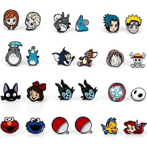 Anime Spirited Away Totoro Princess Kiki Mermaid Stud Earrings For Women Asymmetric Earring Ear Stud