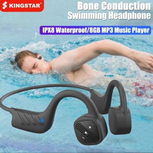 KINGSTAR Bone Conduction Swimming Headphone Bluetooth Wireless Earphone 8GB IPX8 Waterproof and Sweatproof Diving Sport Headset