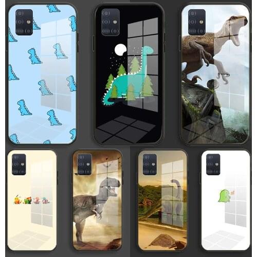 Anime lovely Cartoon Dinosaur Soft Silicone Glass Case For Samsung Galaxy A10 A20 A30 A40 A50 A70 A31 A51 A71 Balck Cover