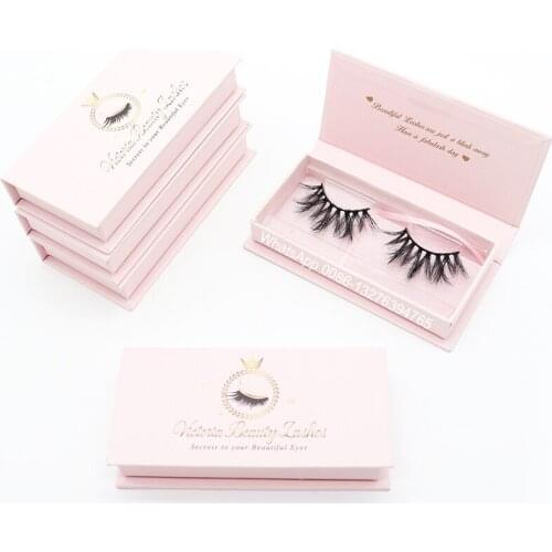 Baby Pink Eyelash Packaging Box Mink Eyelashes 3D Mink Hair Lashes With Case Wholesale Custom Lashbox Packaging With Logo