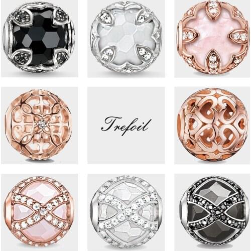 DIY Beads Black Lotus Bead,Fashion Silver Jewelry Trendy Crystal Gift For Women Girl Fir Bracelets Necklace Choker 2018 New