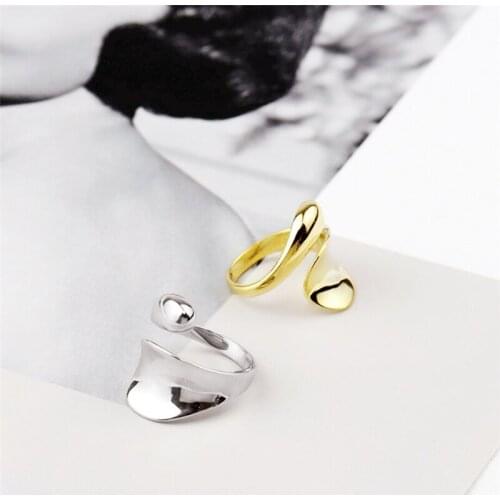 Sole Memory Smooth Shiny Drop Shape 925 Sterling Silver Female Resizable Opening Rings SRI608