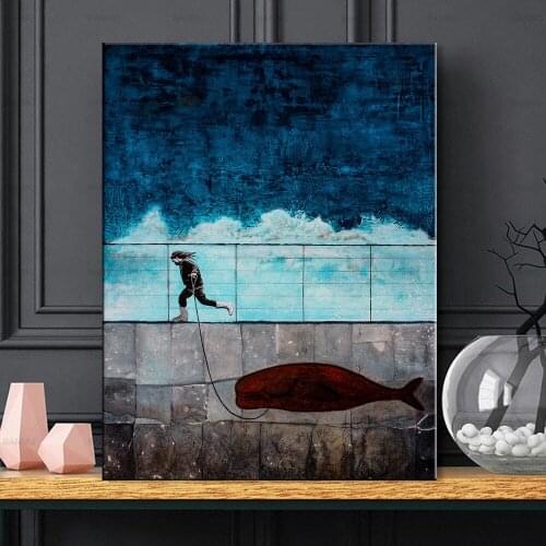 Art Graffiti Girl Whale Canvas Painting Wall Art Picture for Living Room Home Decor Graffiti Canvas Painting Poster Prints